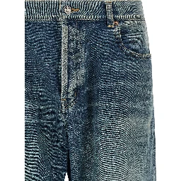 Blue Cotton Tapered Jeans