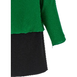 Bicolor Silk Short Dress