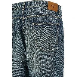 Blue Cotton Tapered Jeans