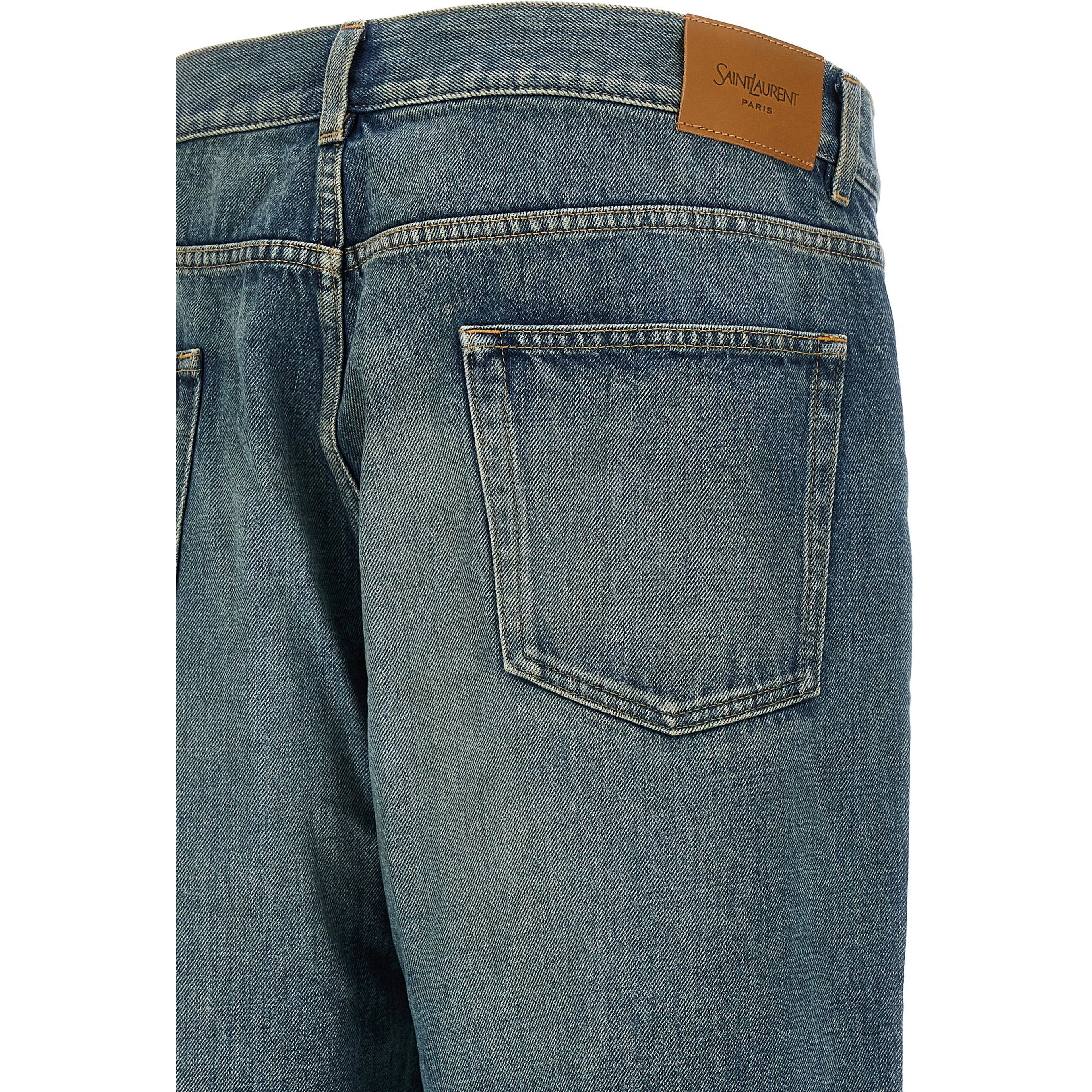 Blue Cotton Tapered Jeans