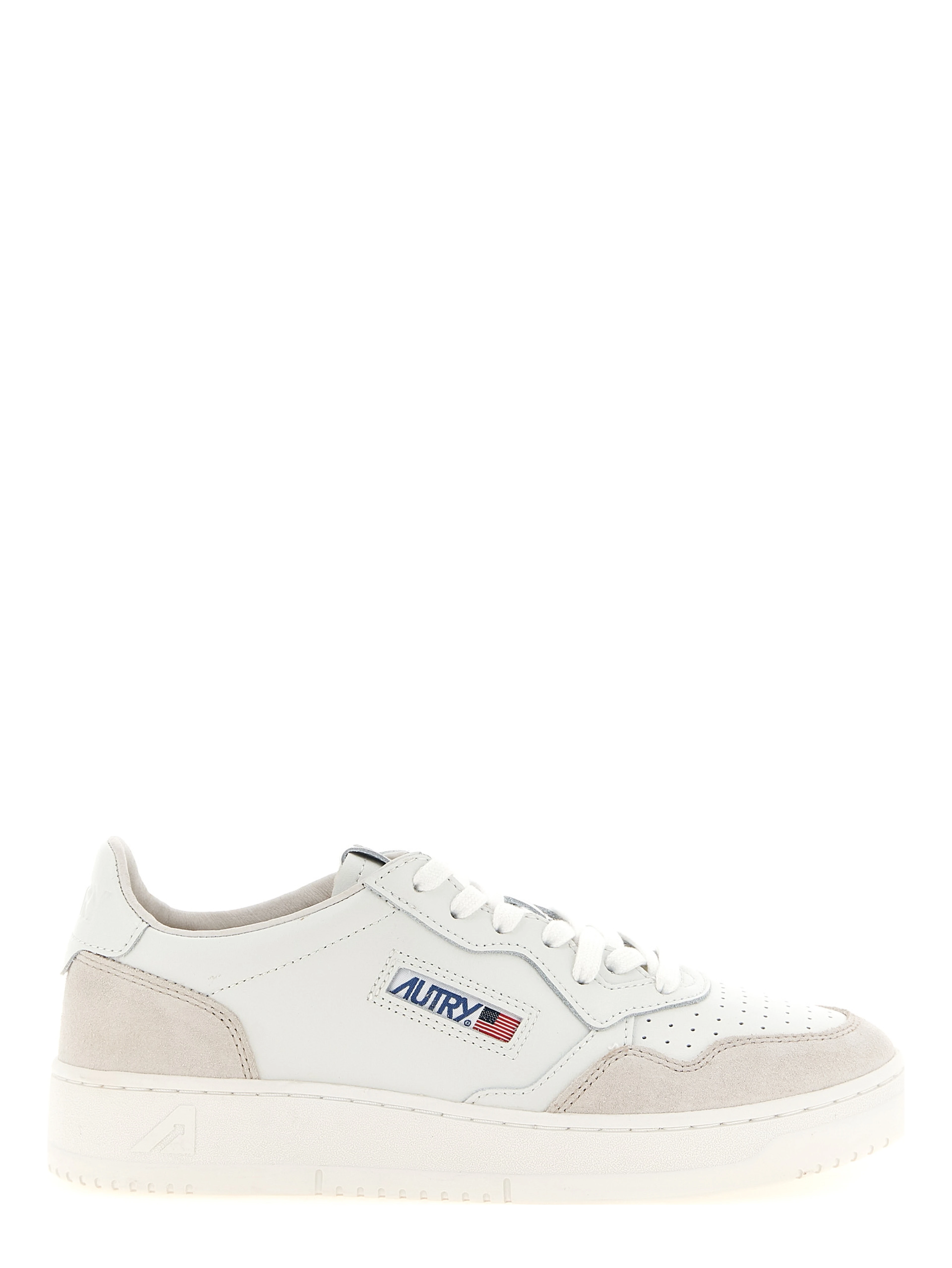 White Cowhide Low Top Sneakers