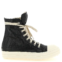 Black Cotton High Top Sneakers
