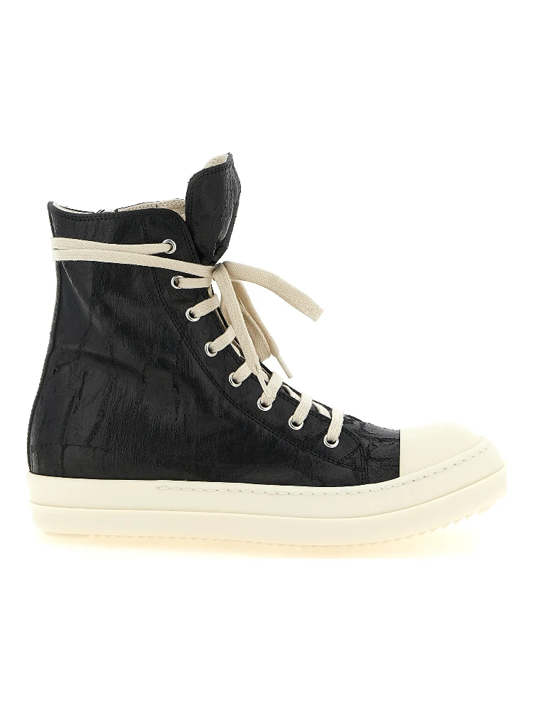 Black Cotton High Top Sneakers