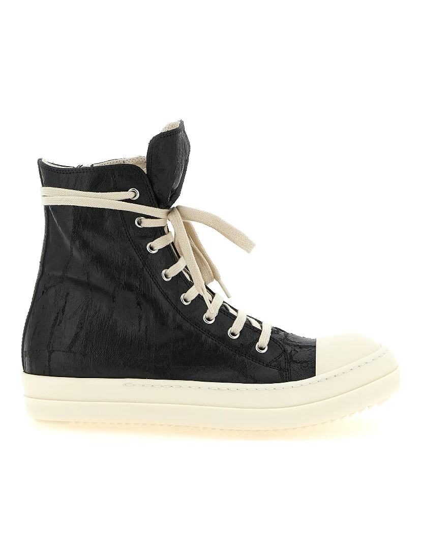 Black Cotton High Top Sneakers