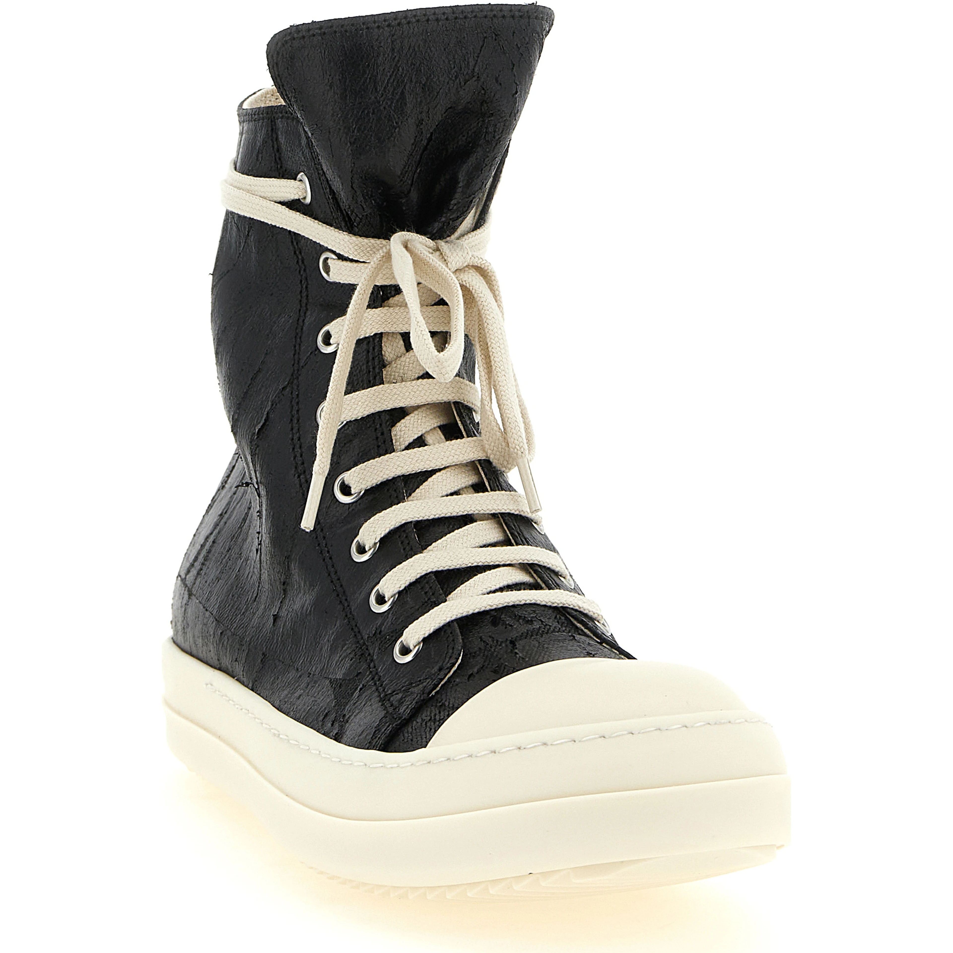 Black Cotton High Top Sneakers