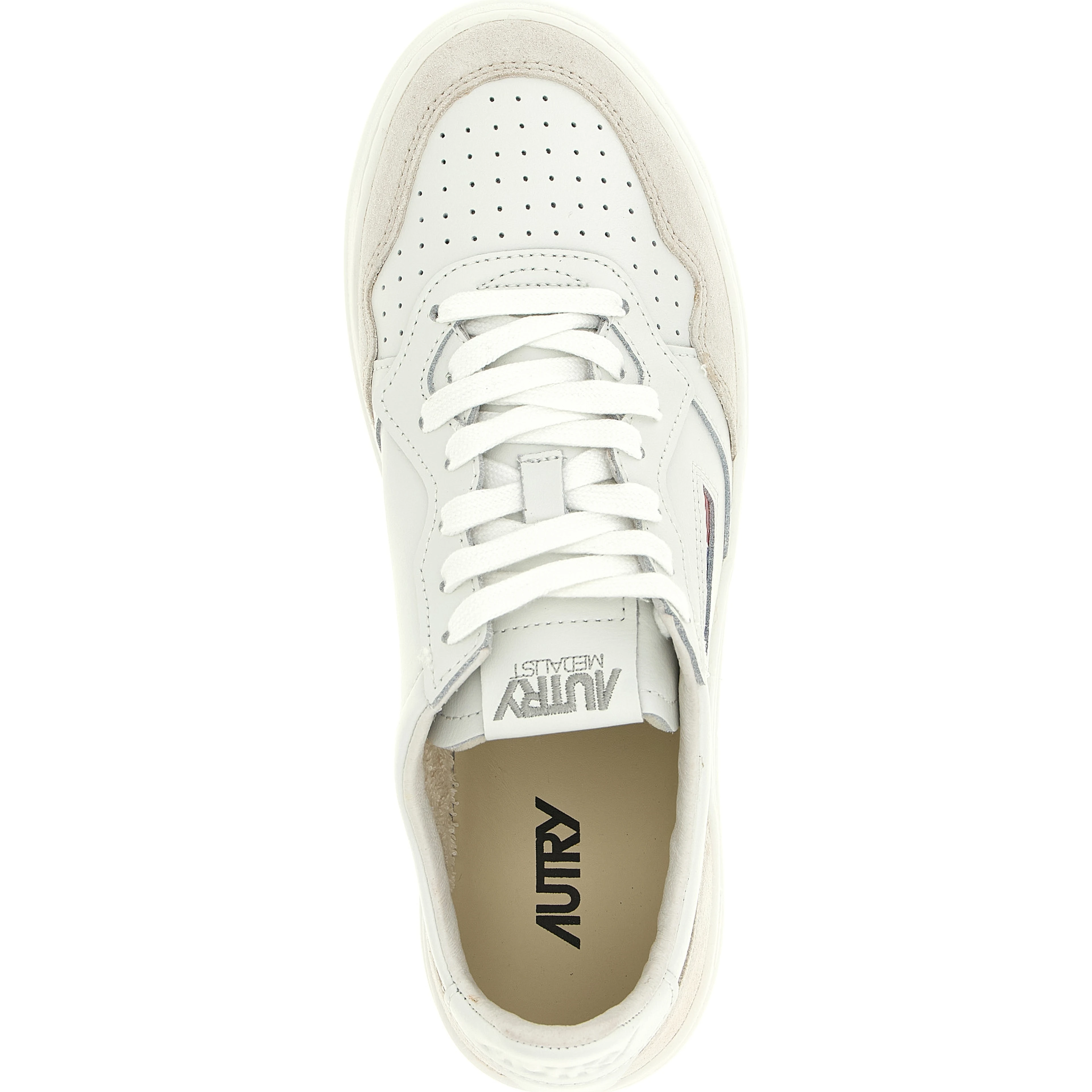 White Cowhide Low Top Sneakers