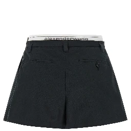 Black Cotton Bermuda Shorts