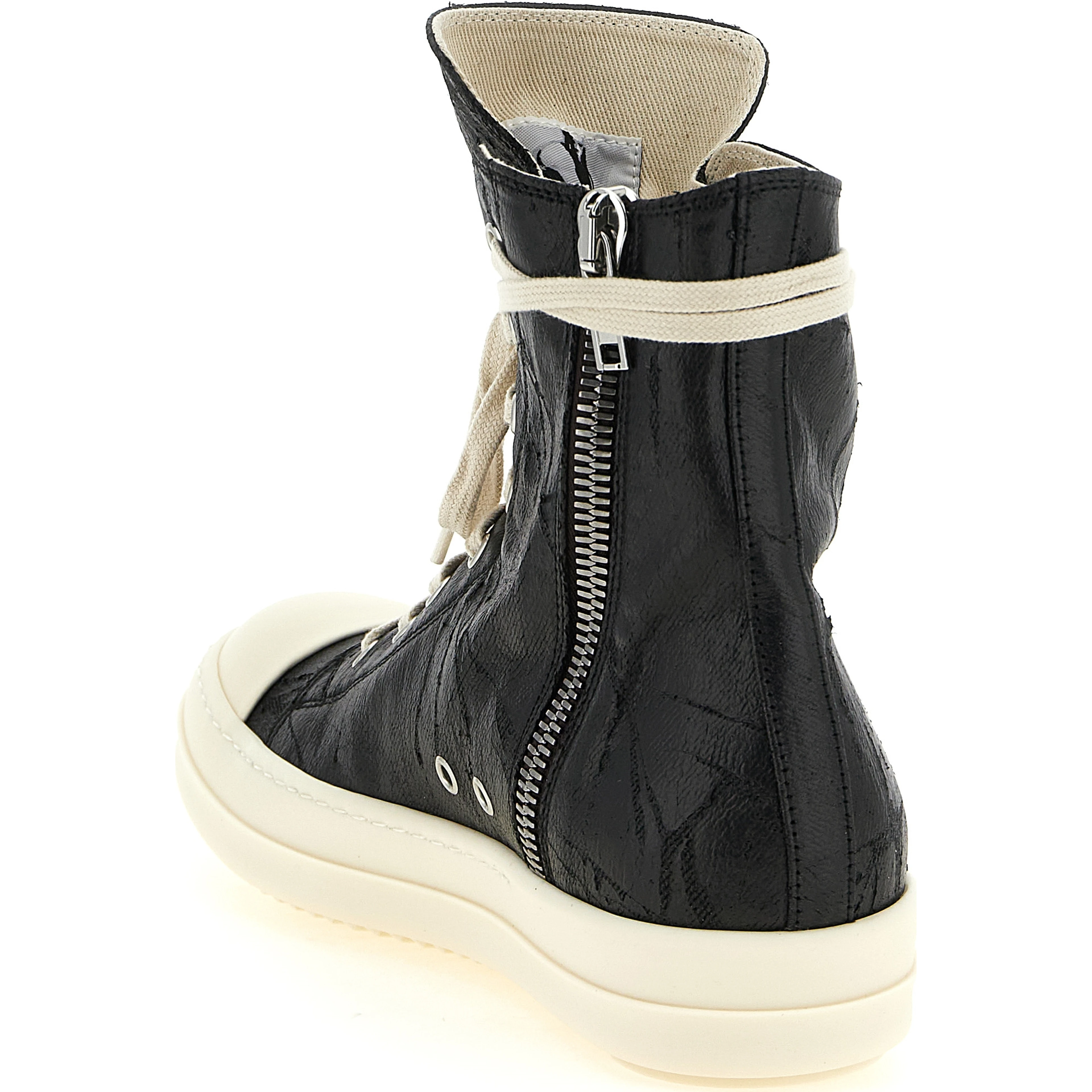 Black Cotton High Top Sneakers