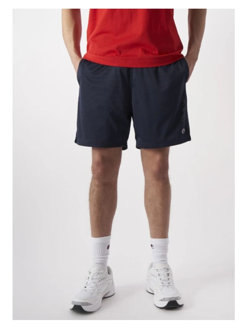 Navy Blue Polyester Bermuda Shorts