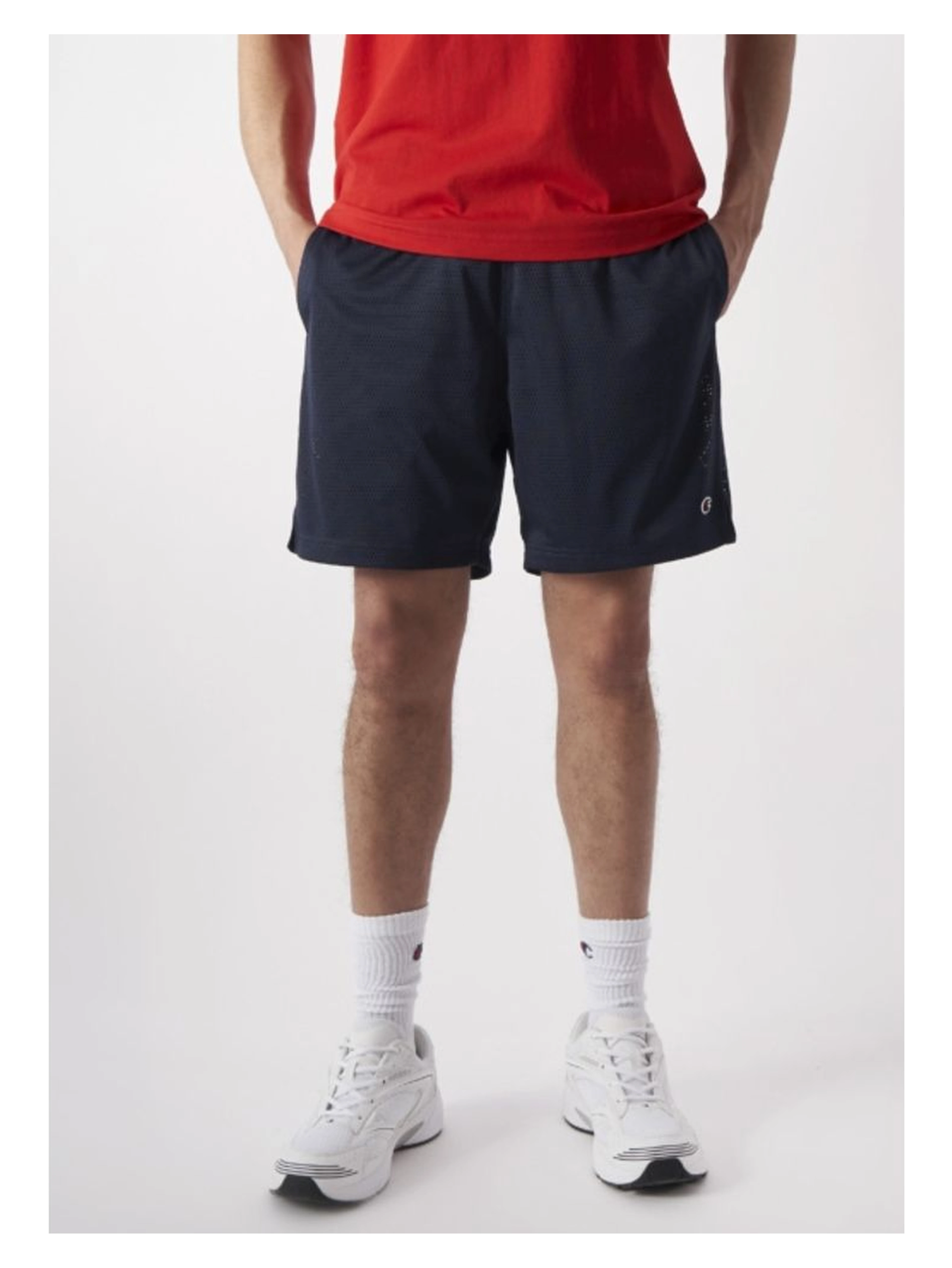 Navy Blue Polyester Bermuda Shorts