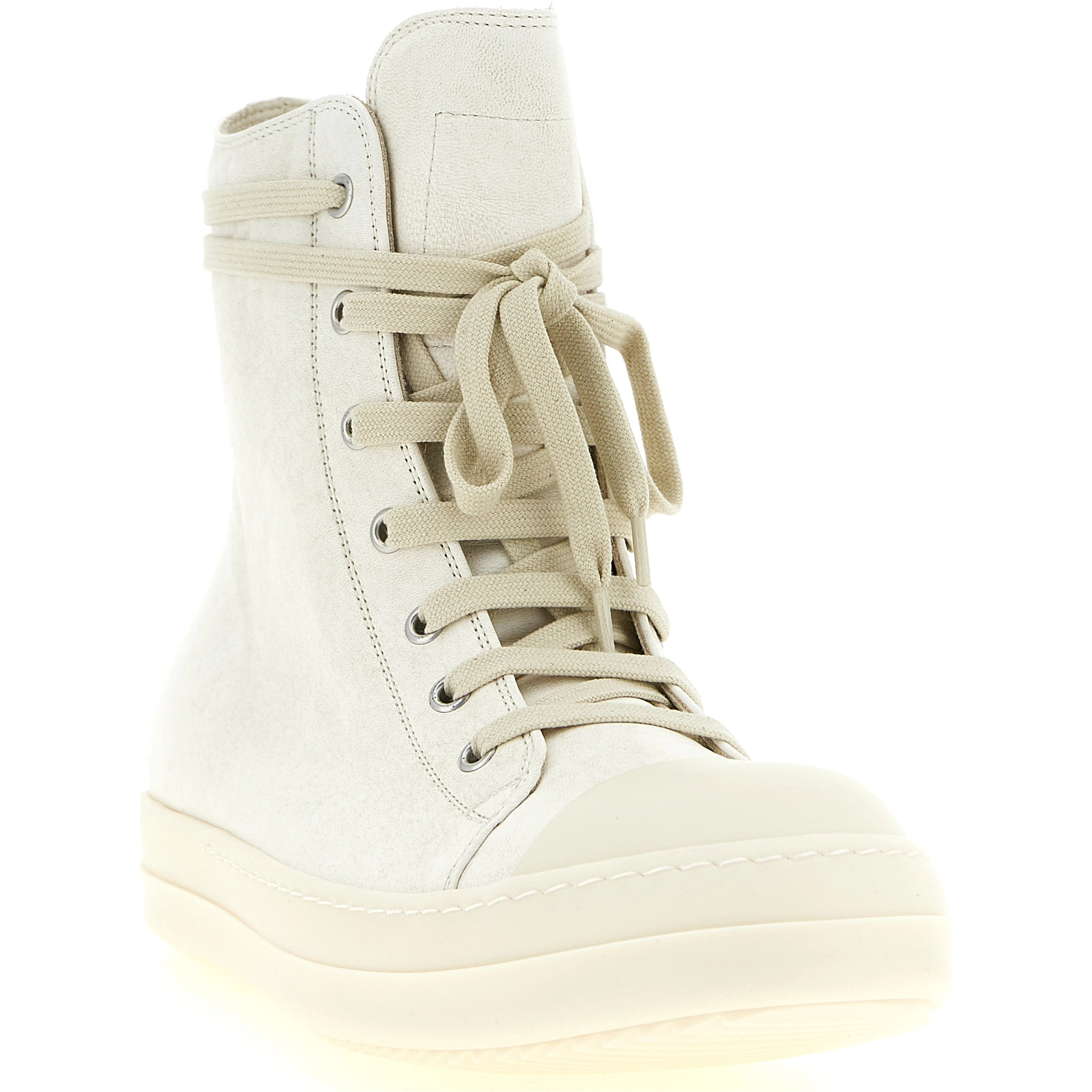 White Lamb Leather High Top Sneakers