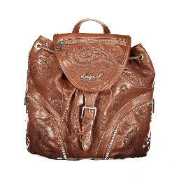 Brown Polyurethane Women's Backpack