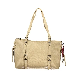 Beige Polyurethane Women's Bag