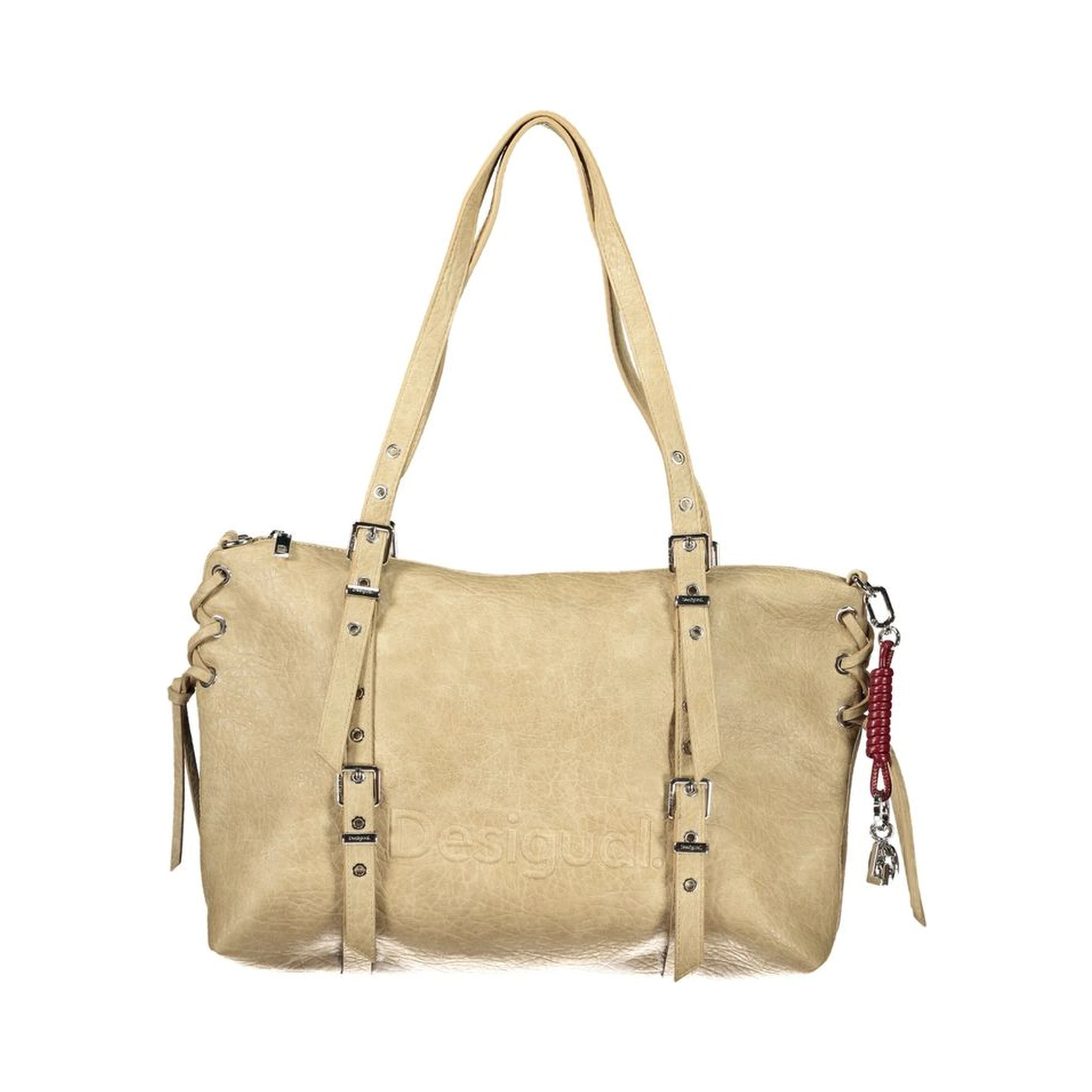 Beige Polyurethane Women's Bag