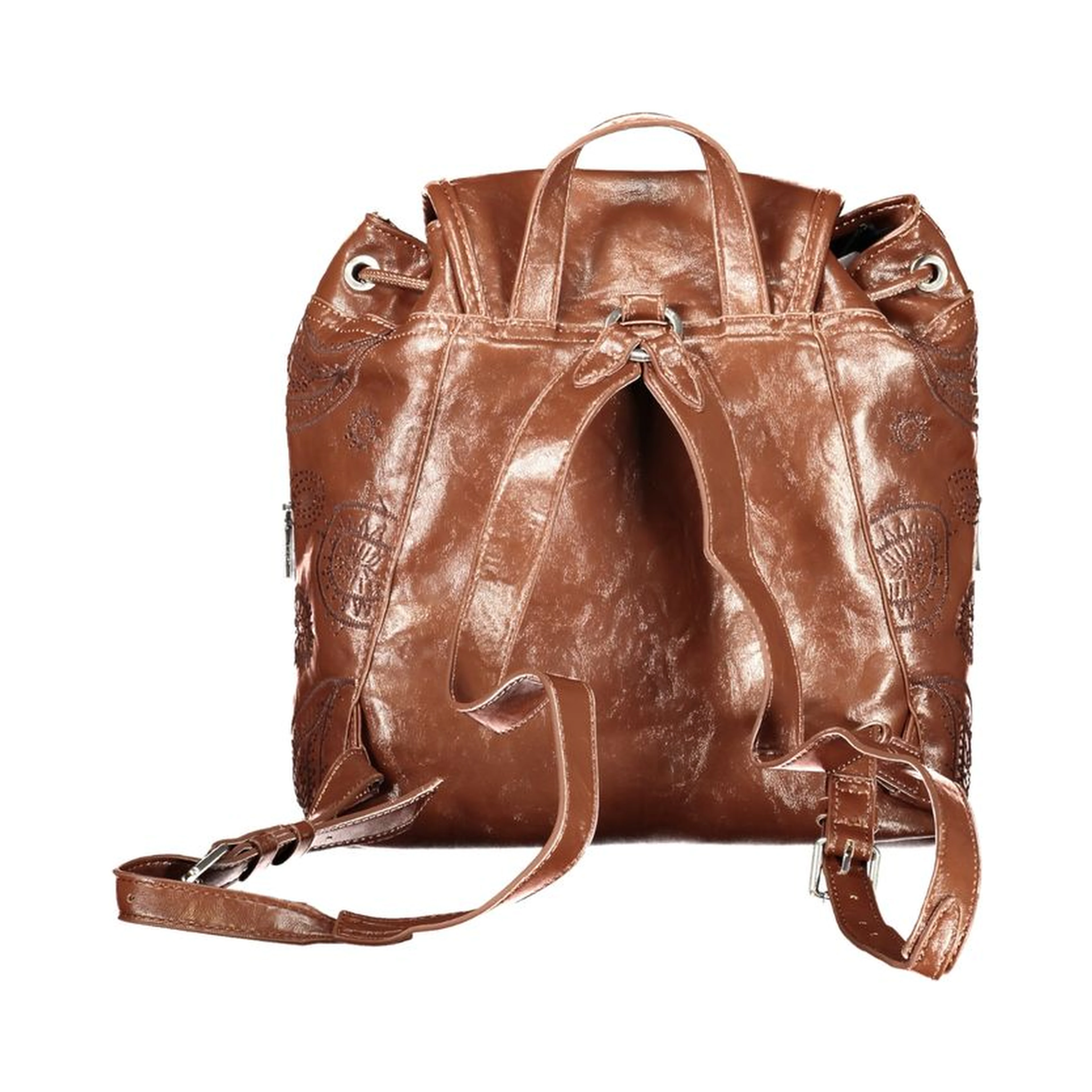 Brown Polyurethane Women's Backpack