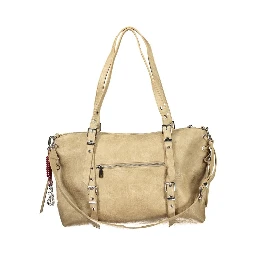 Beige Polyurethane Women's Bag