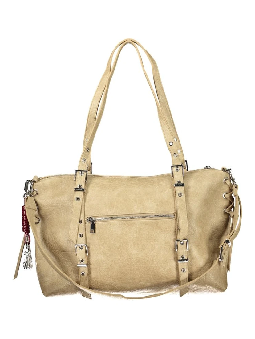 Beige Polyurethane Women's Bag