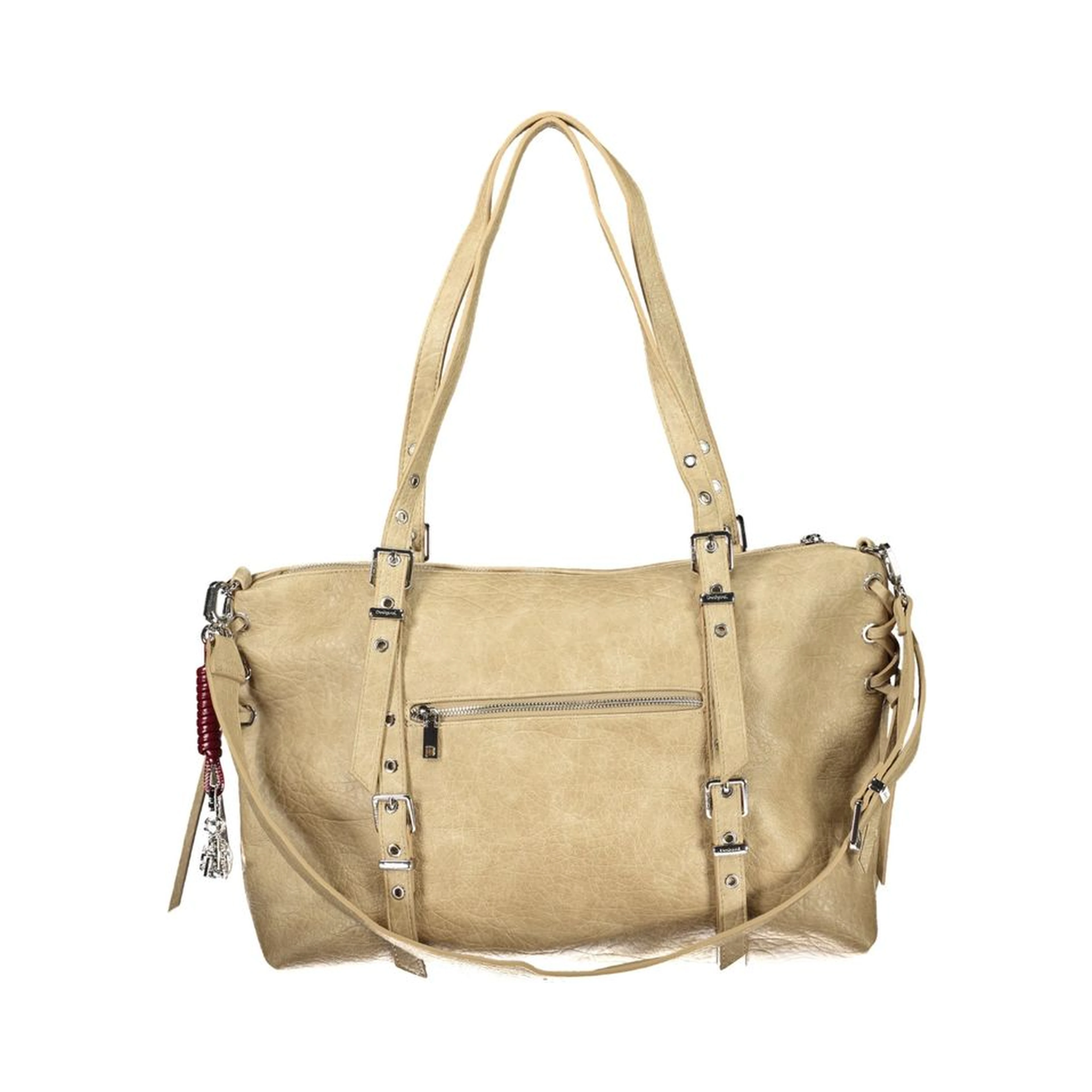 Beige Polyurethane Women's Bag