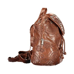 Brown Polyurethane Women's Backpack
