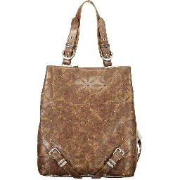 Brown Polyurethane Women's Backpack
