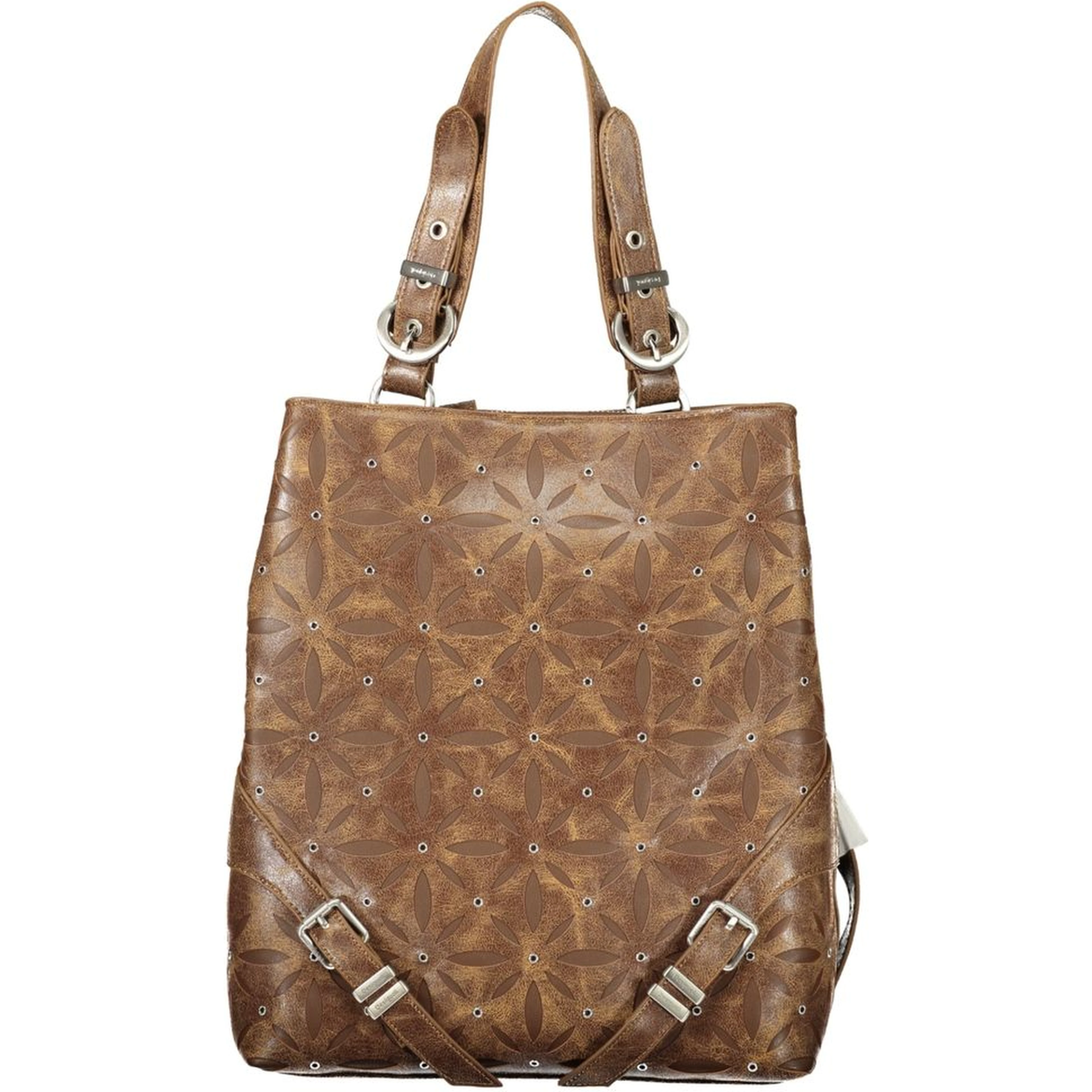 Brown Polyurethane Women's Backpack