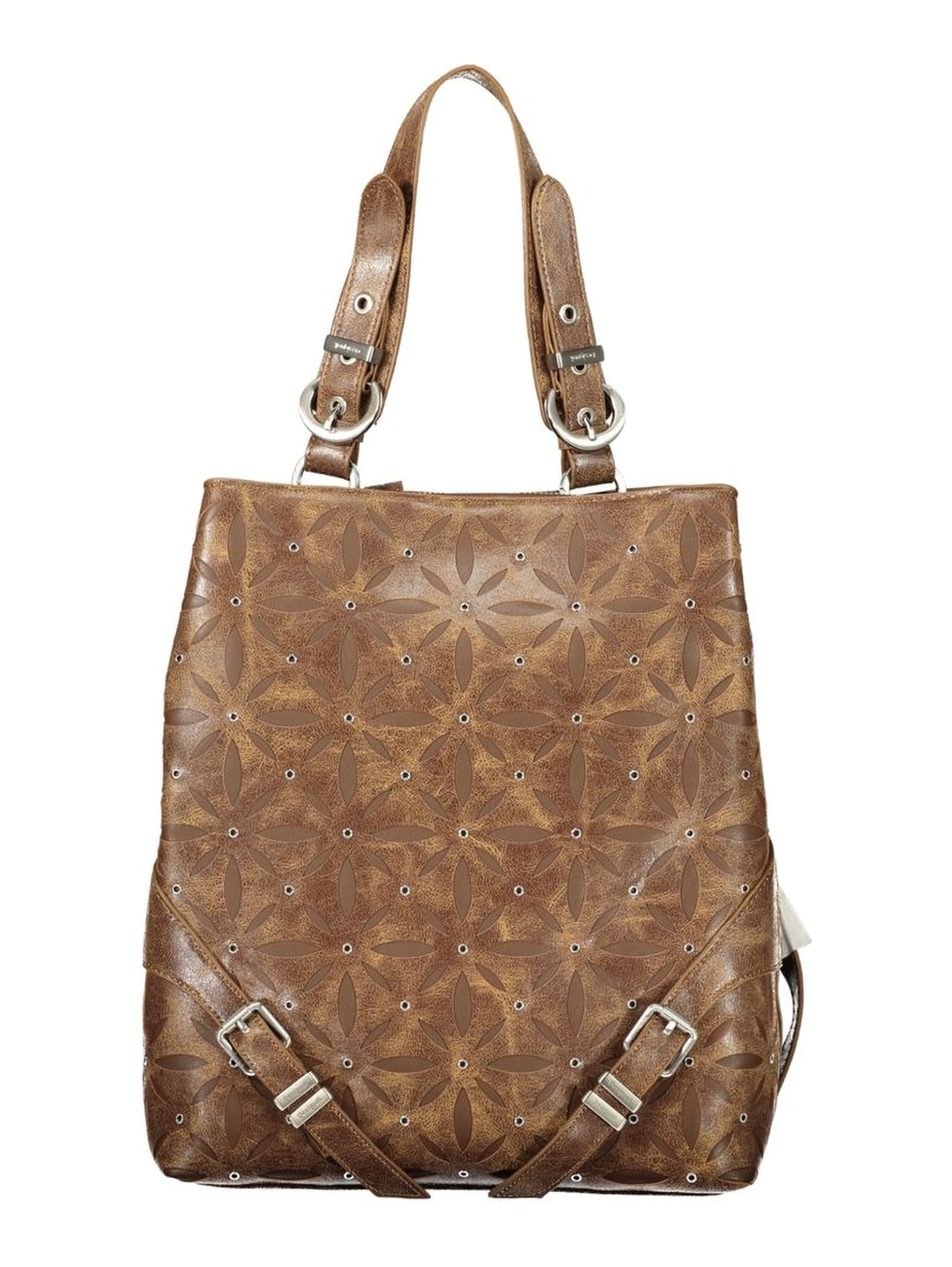 Brown Polyurethane Women's Backpack