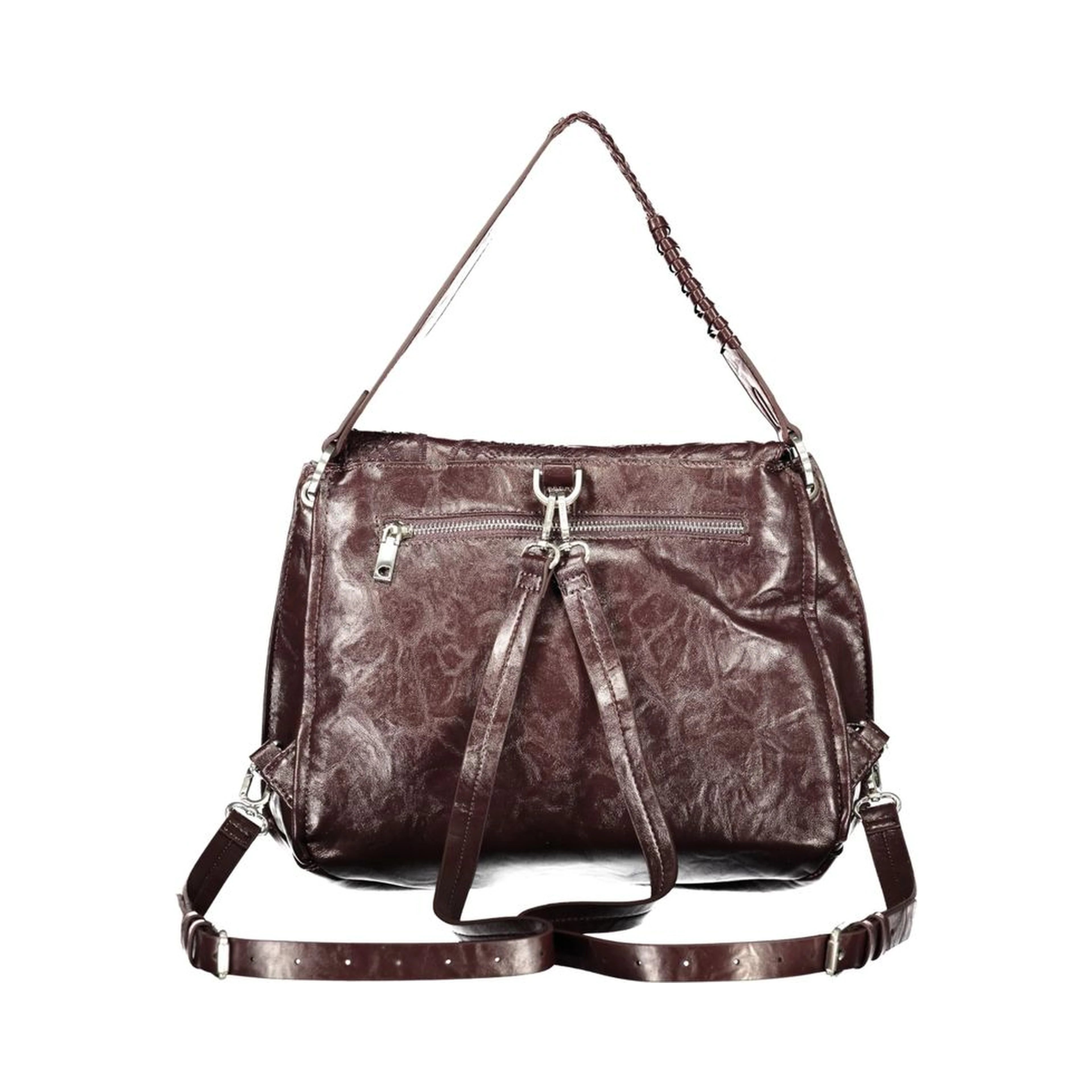 Brown Polyurethane Women Bag