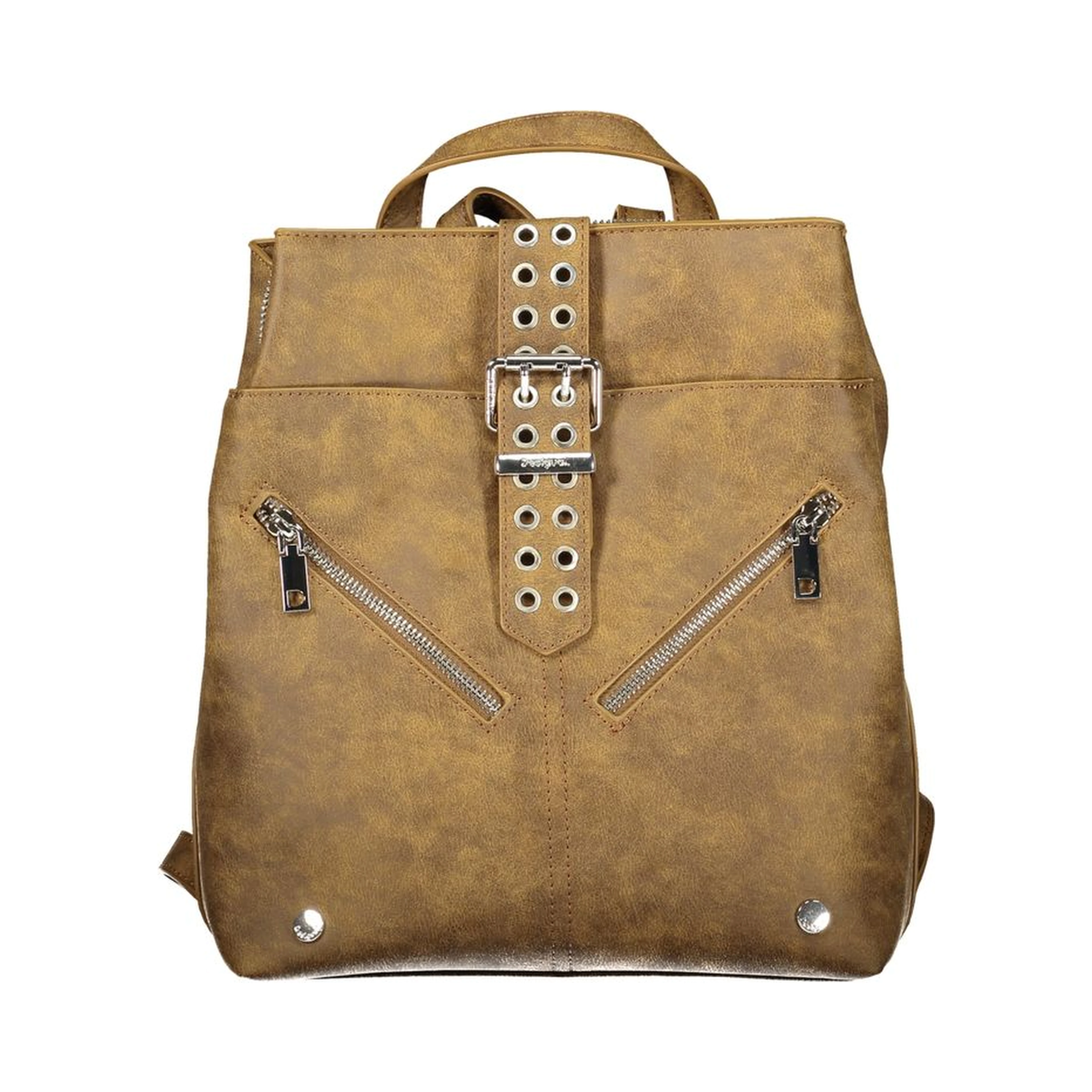 Brown Polyurethane Women's Backpack for Trendy Adventures