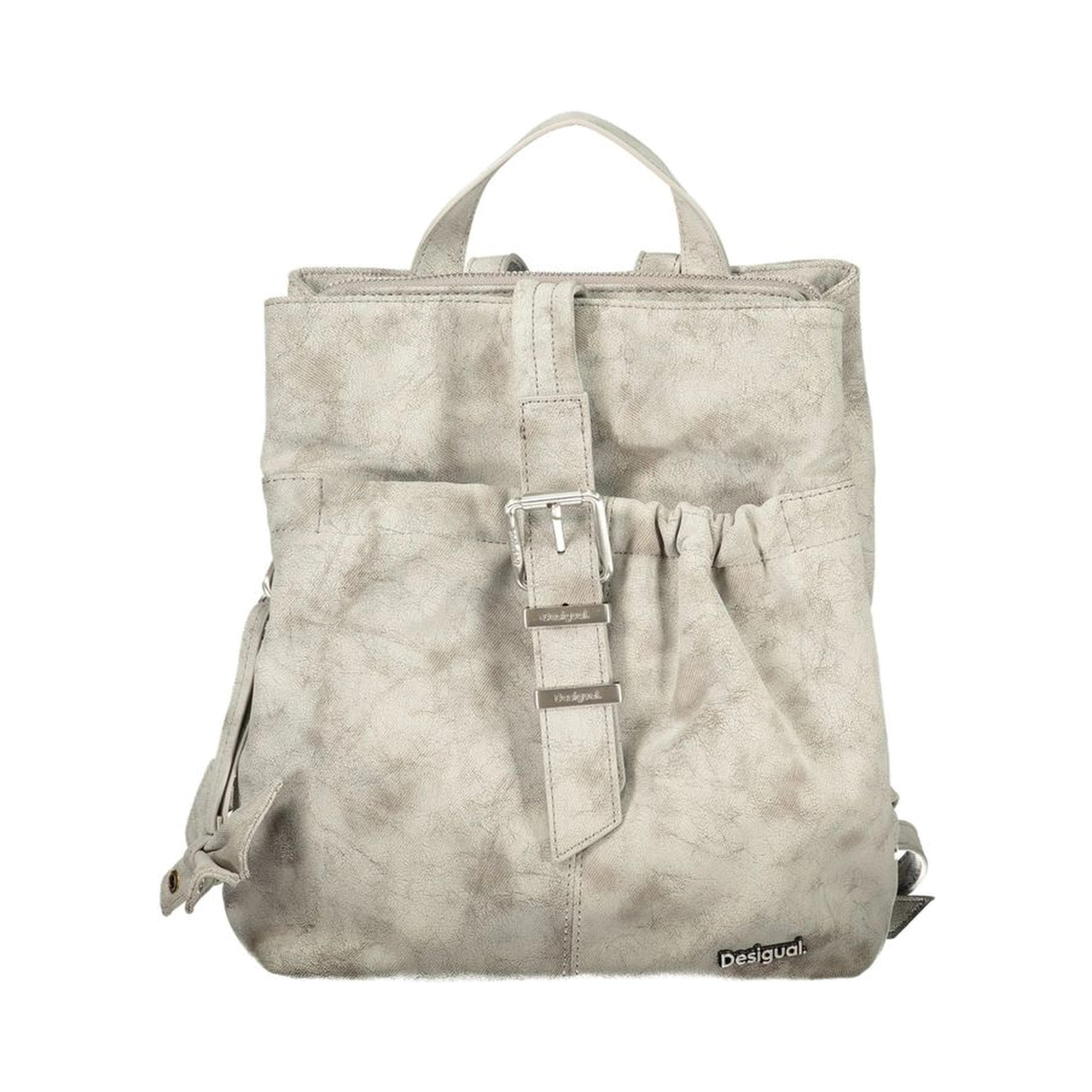 Gray Polyurethane Women's Backpack