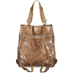 Brown Polyurethane Women's Backpack