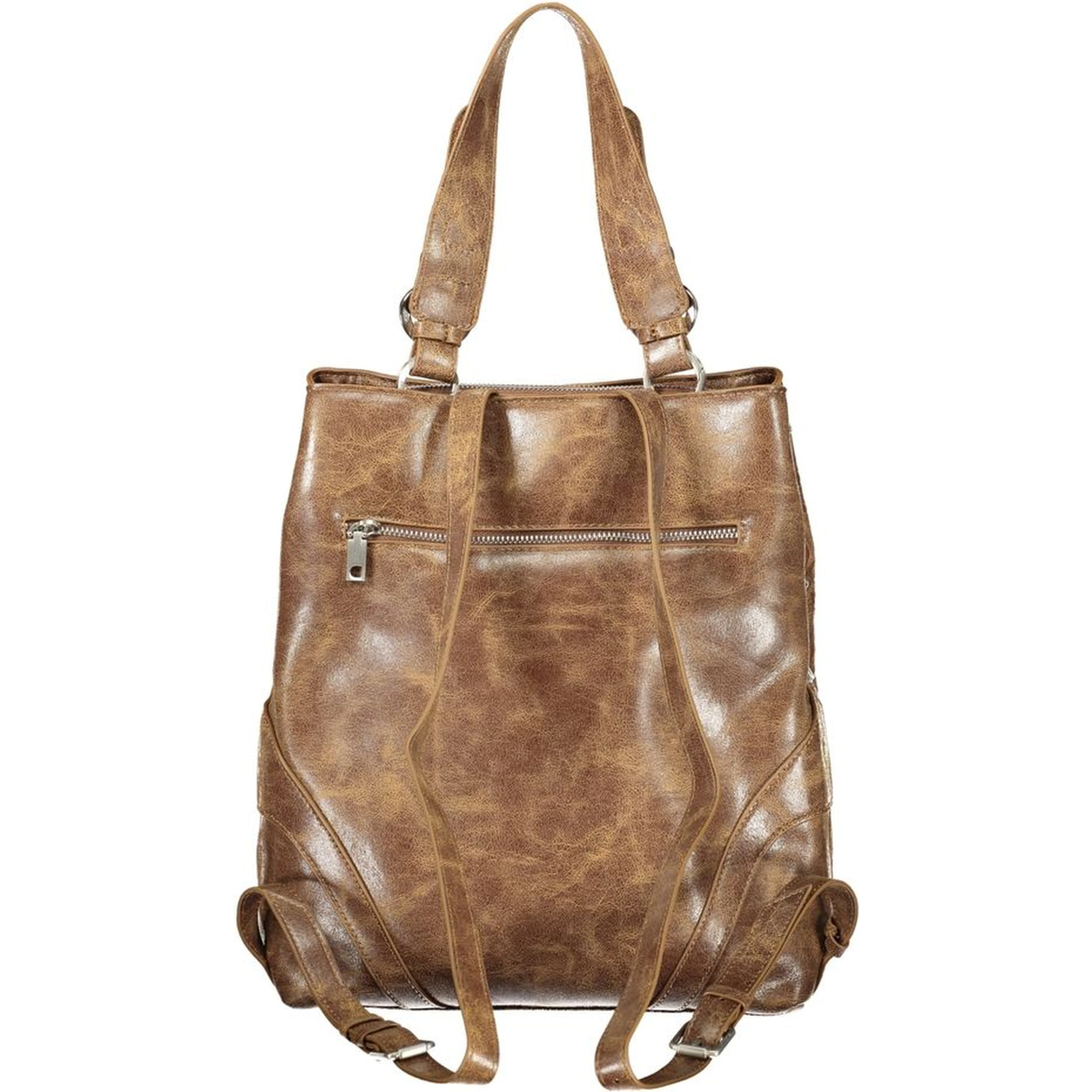 Brown Polyurethane Women's Backpack