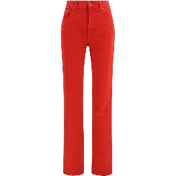 Red Cotton Casual Pants