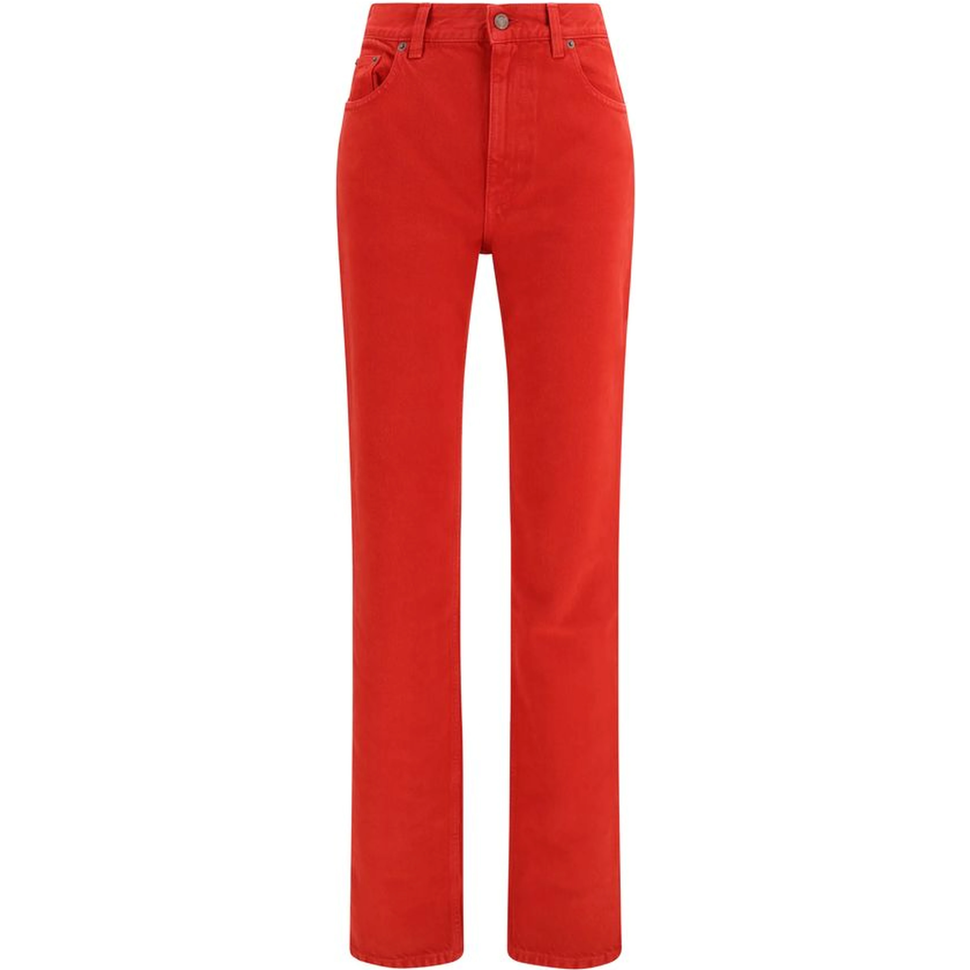 Red Cotton Casual Pants