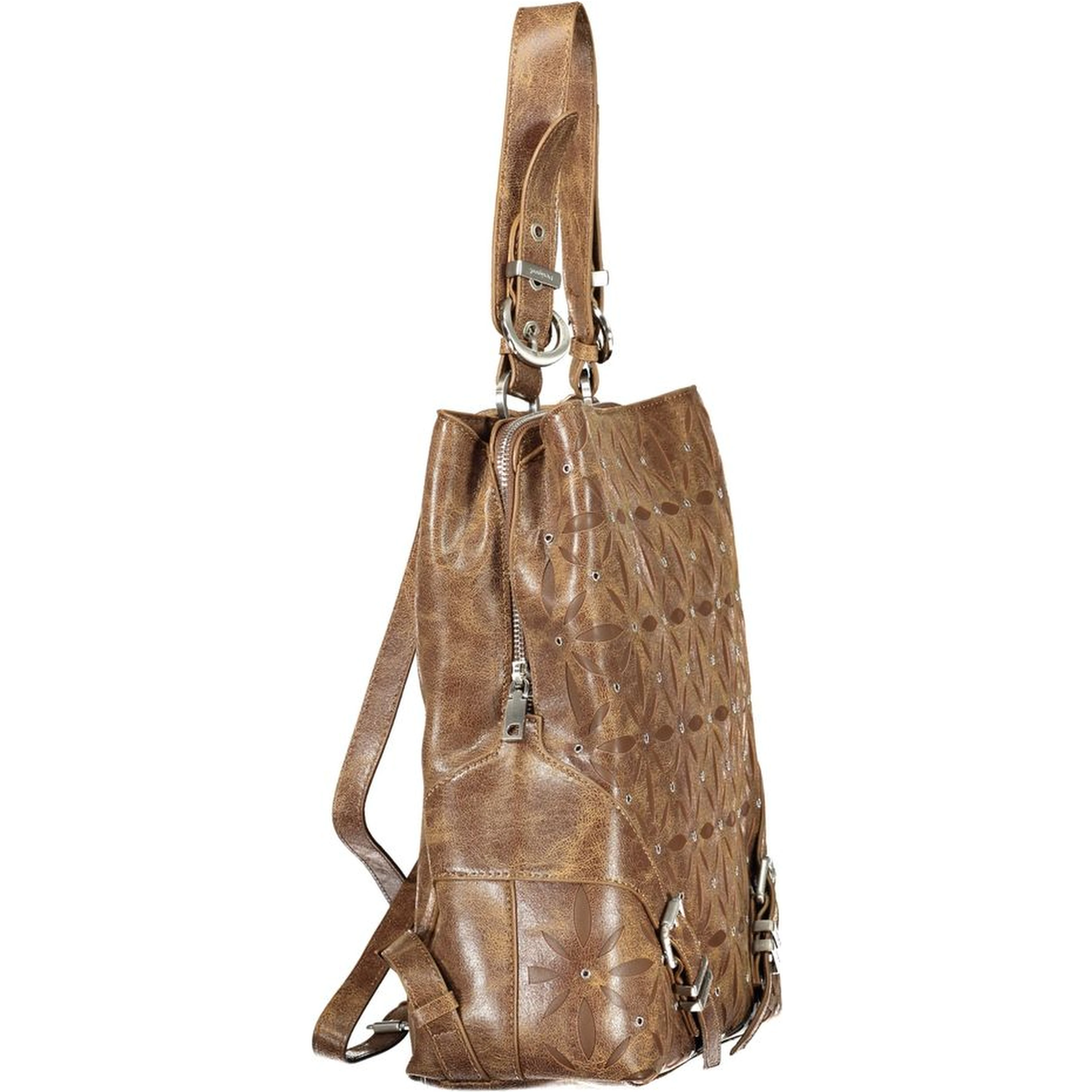 Brown Polyurethane Women's Backpack