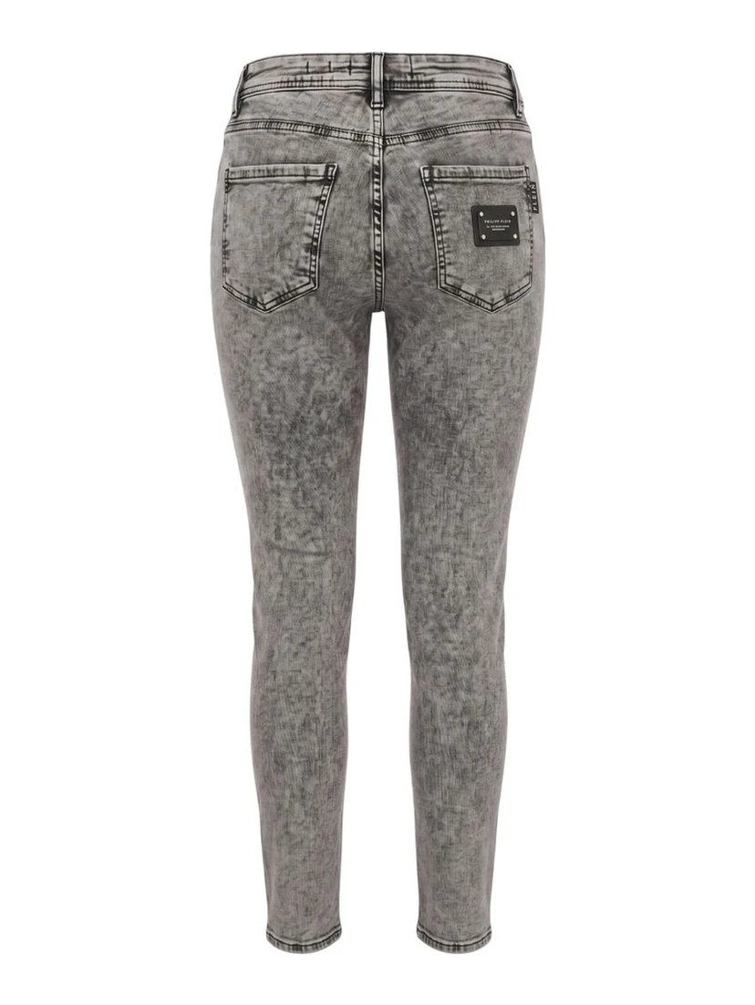 Grey Cotton Women Jeans