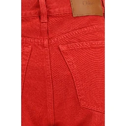 Red Cotton Casual Pants