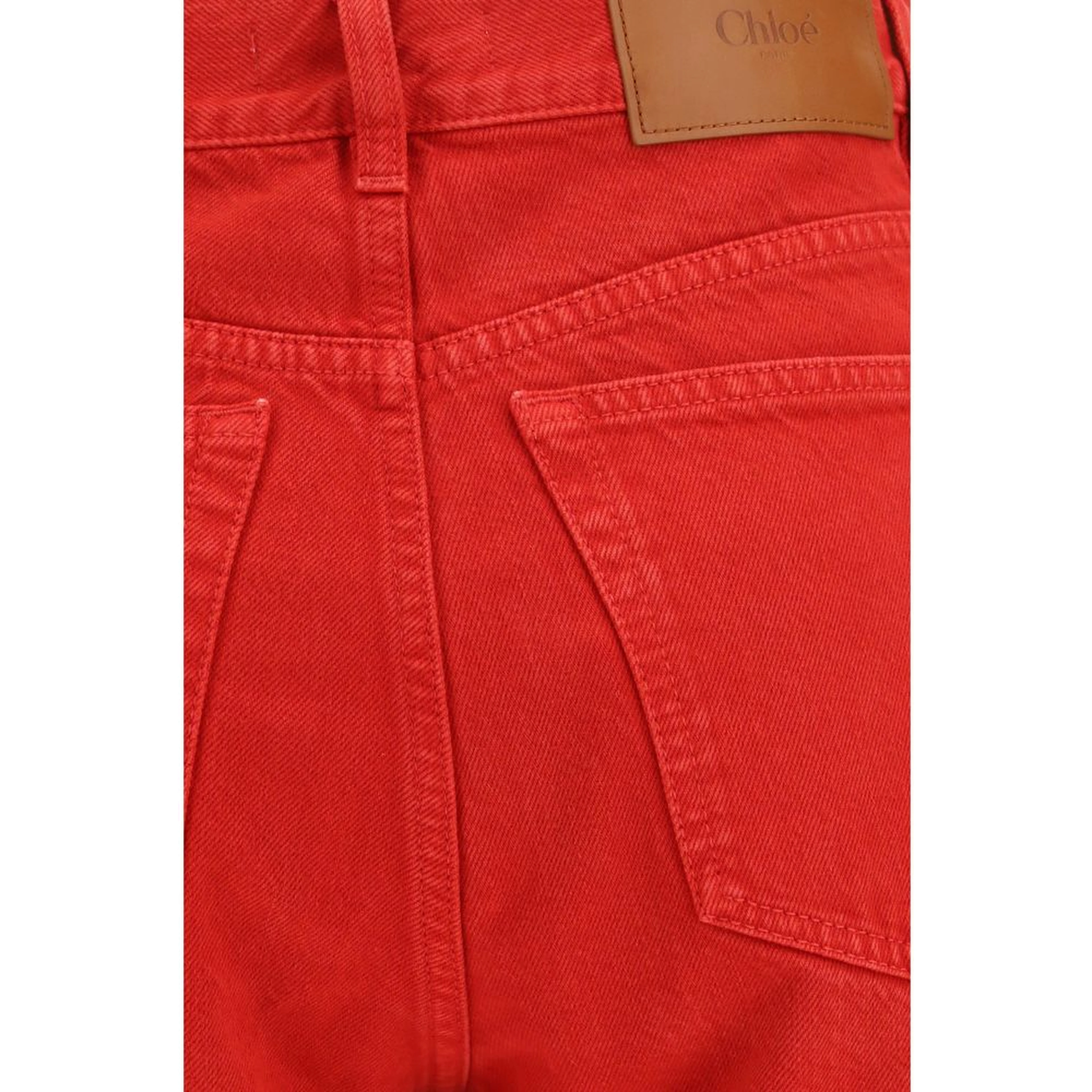 Red Cotton Casual Pants