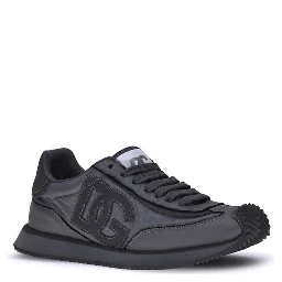 Black Fabric Athletic Sneakers