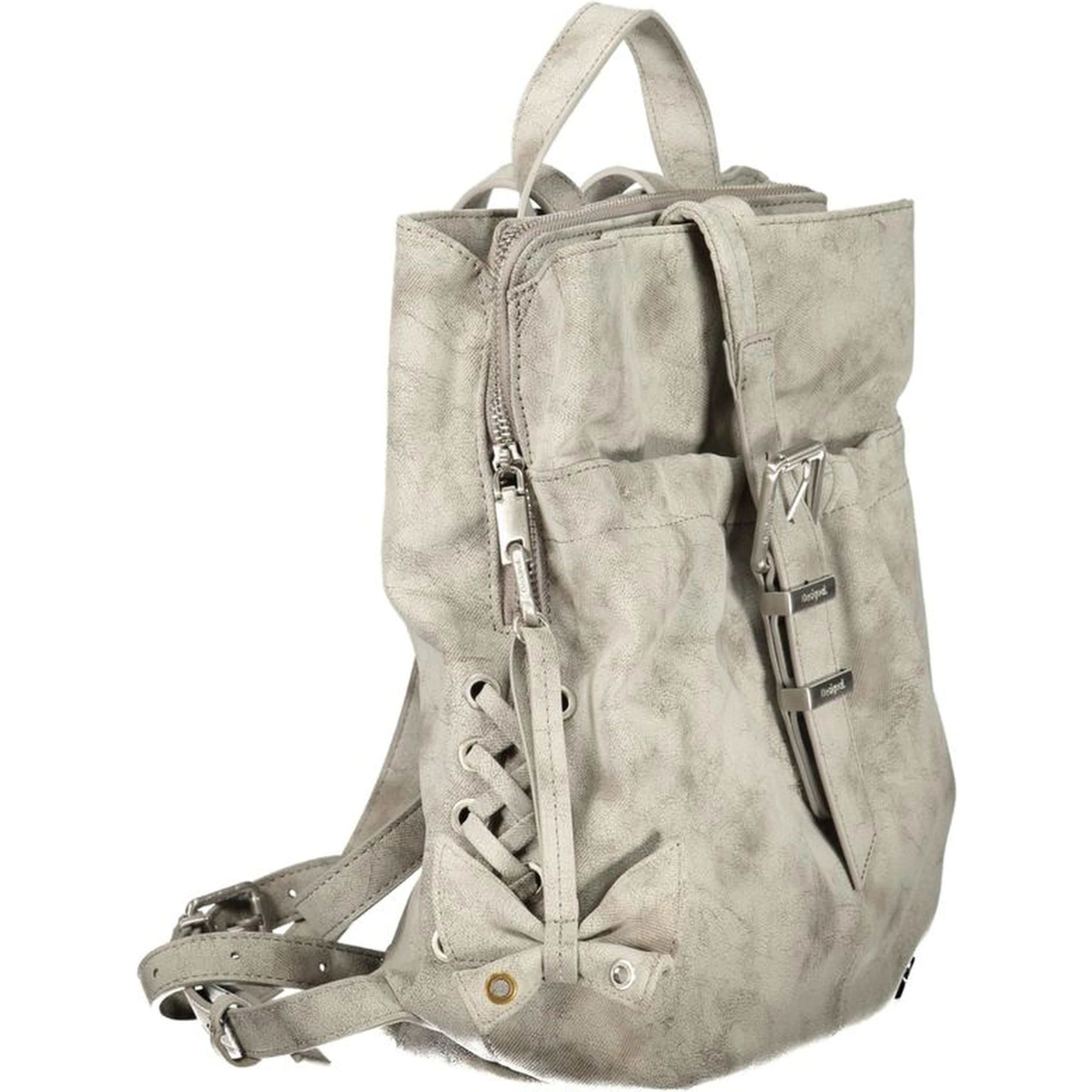 Gray Polyurethane Women's Backpack