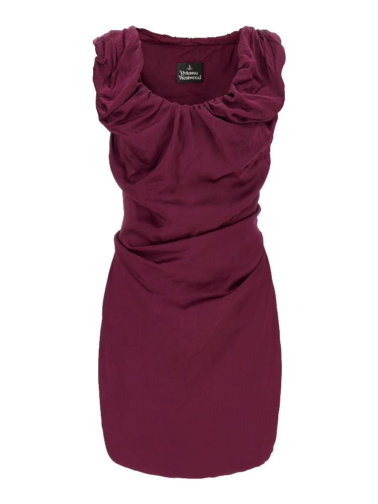Bordeaux Viscose Short Dress