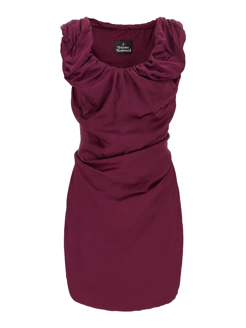 Bordeaux Viscose Short Dress