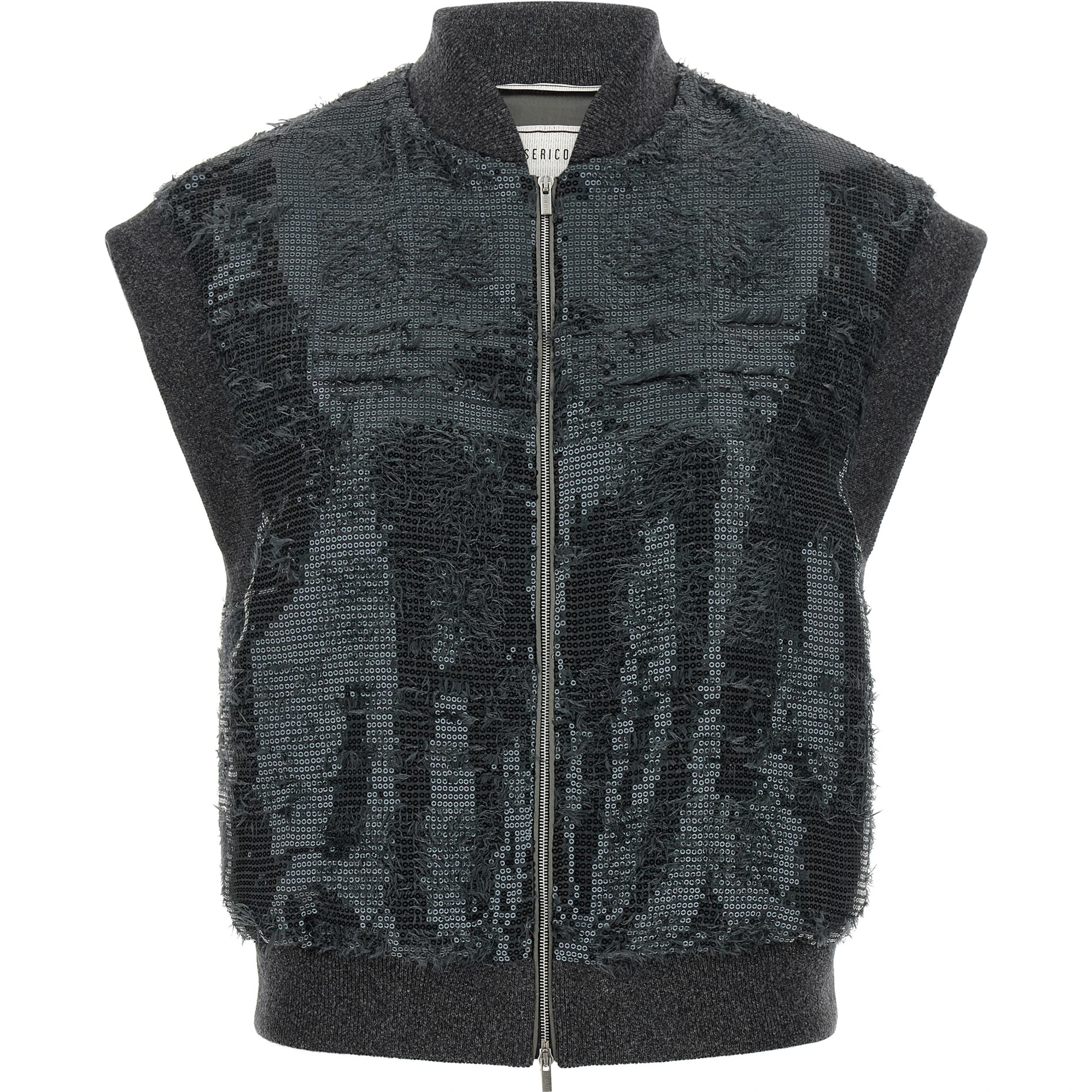 Gray Polyester Sleeveless Jacket