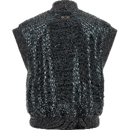 Gray Polyester Sleeveless Jacket