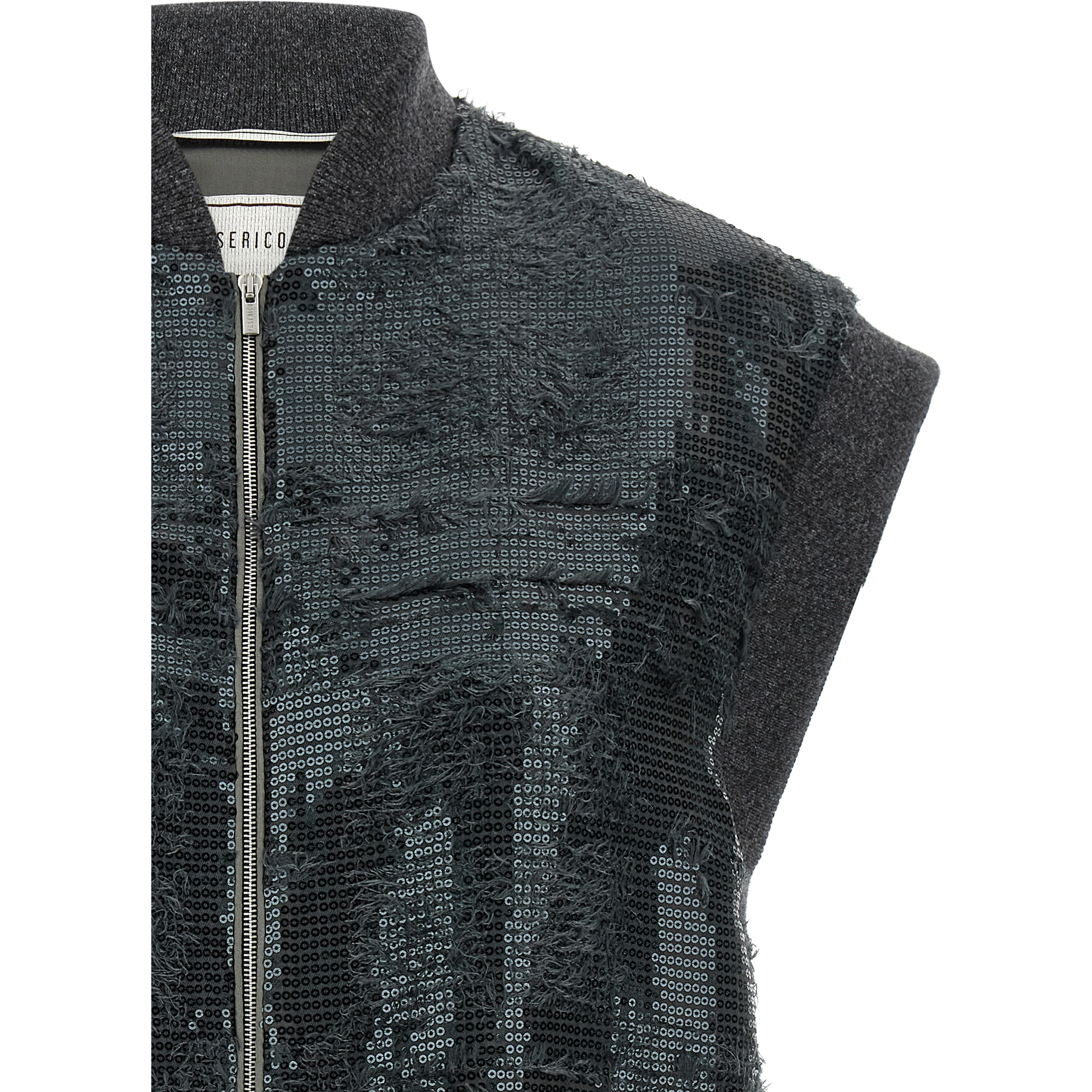 Gray Polyester Sleeveless Jacket