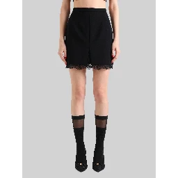 Mini skirt in wool double crêpe