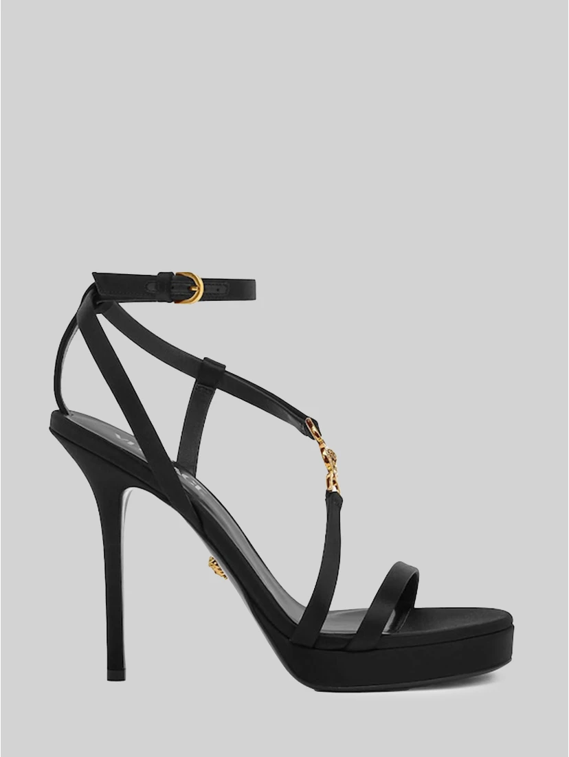 Decorated satin Medusa '95 sandals