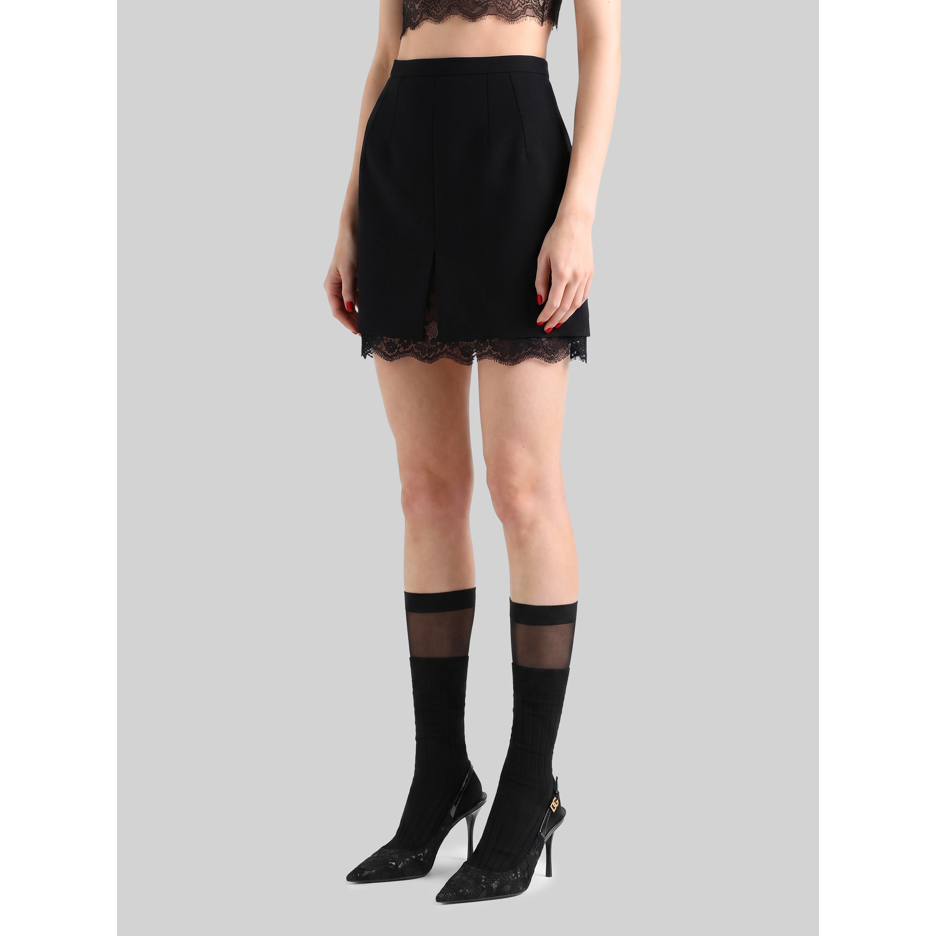 Mini skirt in wool double crêpe