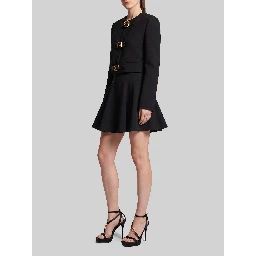 Black natté wool miniskirt