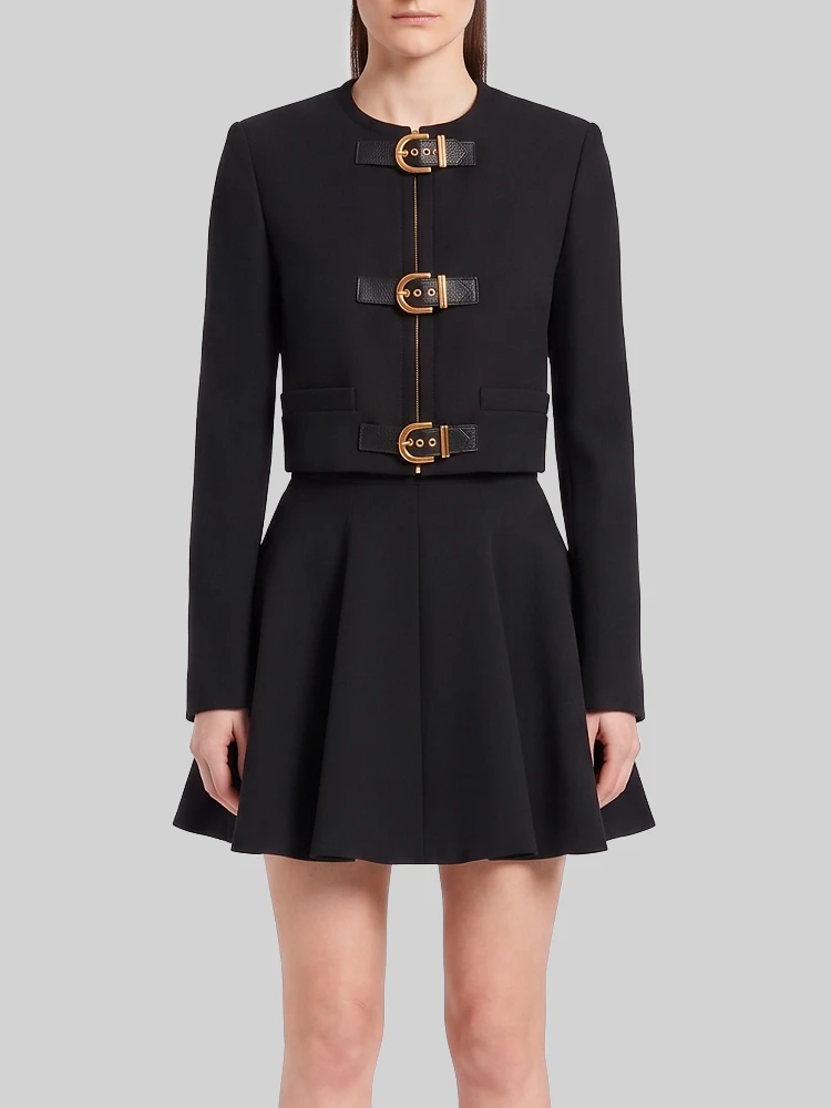 Crop natté wool jacket