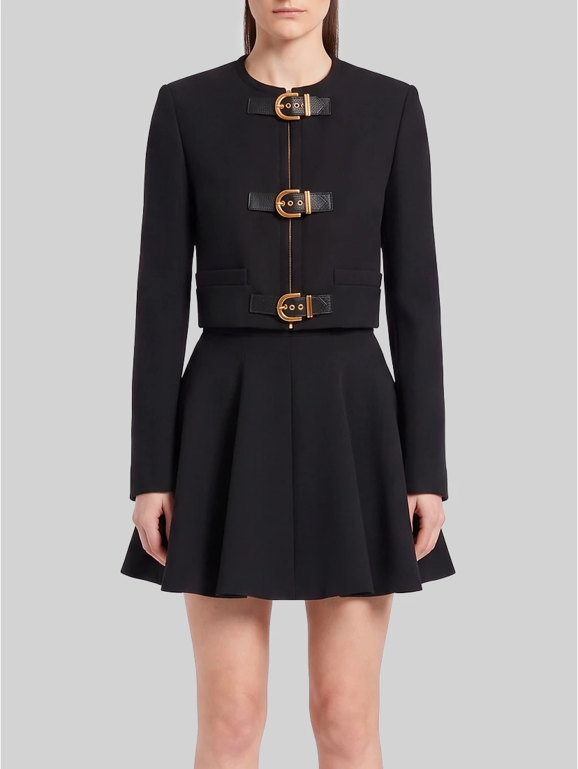 Crop natté wool jacket